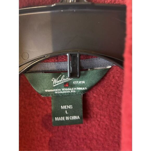 Woolrich fleece zipper vest men’s large burgundy Deep Ruby - Picture 2 of 7